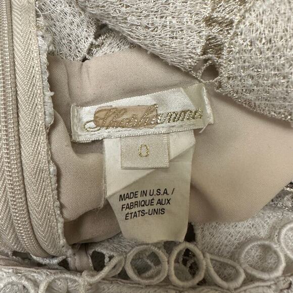 Shoshanna White Metallic Circle Lace Glengarry Cocktail Midi Dress Size 0 - Picture 5 of 15